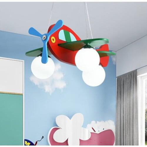 Modern Nordic Wood Bedroom Pendant Lights Airplane E27 LED Childern Kids Pendant Light Lamp for Nursery Kindergarten