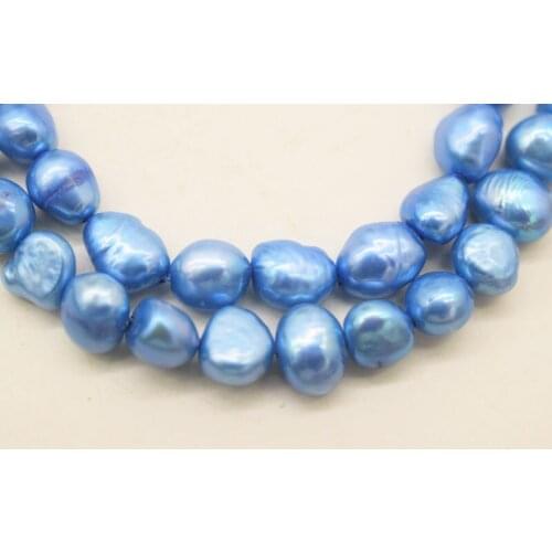 Loose beads deep blue 8-10mm baroque freshwater pearl 14" for DIY jewelry making FPPJ wholesale beads nature