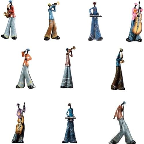 Creative Jazz Band Resin Statue American Style Vintage Musicians Saxophone Player Sculpture Figurine Artwork Bar Home Decor Orna