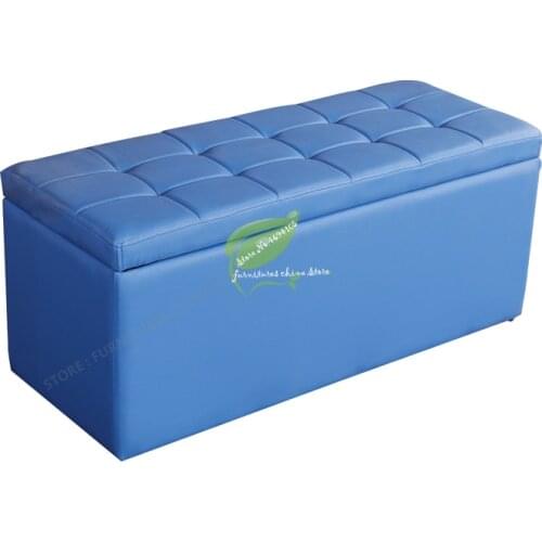 Bulk Storage Concise Shoe Stool Type Sofa Bench Storage Household Accept Stool Thick PU Leather Strip Footstool Ottoman