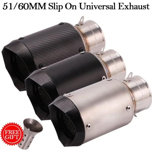 60MM Slip On Universal Motorcycle GP Exhaust CNC Modified Carbon Fiber Escape Muffler For Kawasaki Z900 FZ6 N R6 CBR1000R S1000R