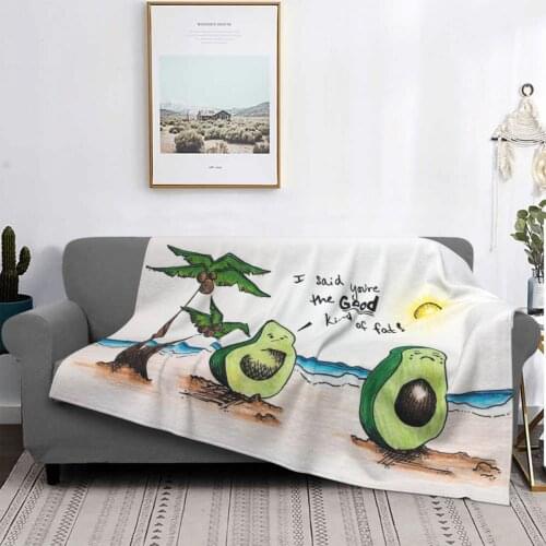 Funny Art Avocado Blankets Fleece Decoration Fruit Green Breathable Warm Throw Blanket for Bedding Car Bedspreads