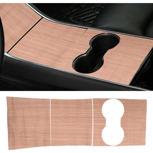 Wood Grain Interior Center Console Wrap Decoration Sticker Protector Film Kit Car Fit for Tesla Model 3 Model Y