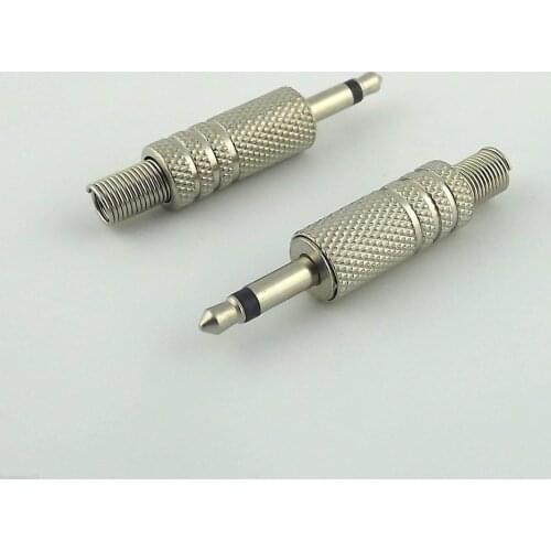 1pcs 3.5mm 1/8" MONO TS Male Plug Metal Audio Cable Solder Nickel TS Adapter Connector