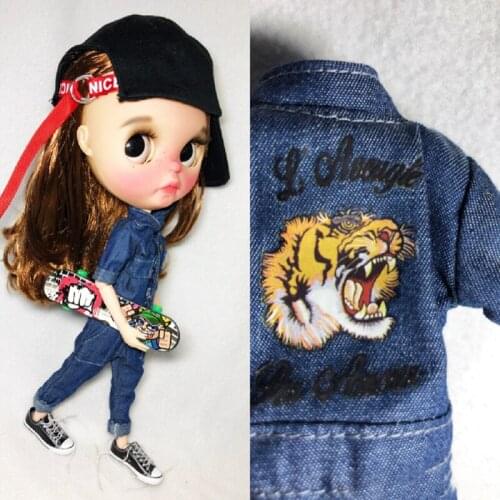 1PCS Fashion Tiger Printing Jumpsuit Blyth Dolls clothing Siamese Trousers Overalls for blyth Azone dolls Clothes for dolls