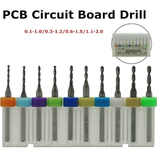 10pcs/set 0.1mm to 1.5mm tungsten steel carbide PCB mini drill Bit for print circuit board cnc drill Bits cnc Machine