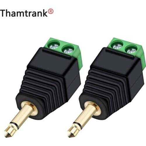 10pc/lot 3.5mm 2pole Mono male plug to AV Screw Terminal Mono jack 3.5 mm male 2 pin Terminal Block Wire Connector AV Balun