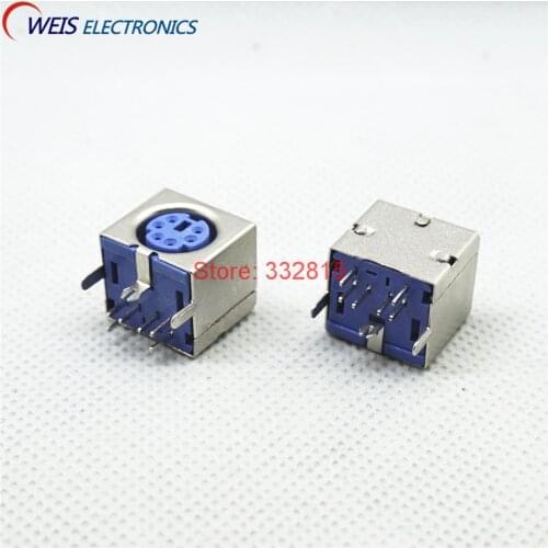 10PCS PS-2 PS2 Connector for Keyboard / Mouse BLUE 7pin+2pin Socket ROHS Free Shipping