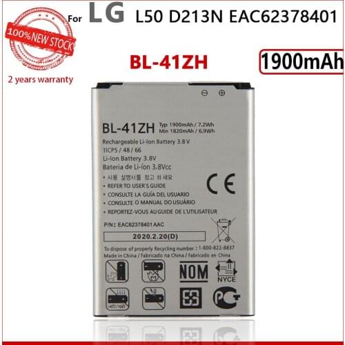 100% Genuine BL-41ZH Battery For LG Leon H340 H345 MS345 H343 Risio C40 L50 D213N TRIBUTE 2 LS665 leon H324 BL41ZH 1900mAh