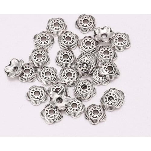 100pcs/Lot 5 Petals Relief Flower Bead End Caps Loose Sparer For Jewelry Making Finding DIY Bracelet Accessories Component