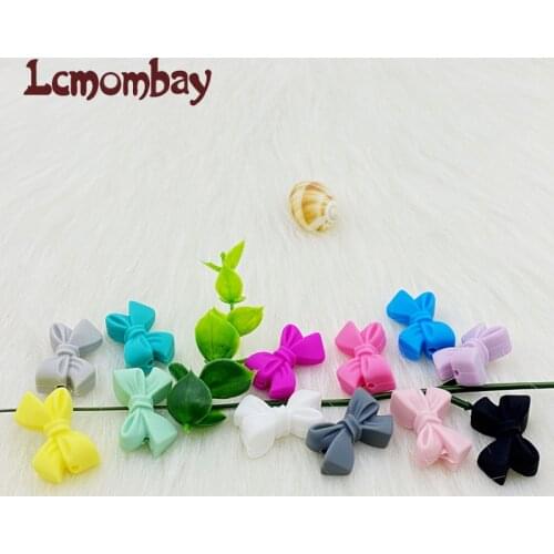 100pc Bow Silicone Beads BPA Free Bow Tie Baby Teething Bead For DIY Jewelry Making Chewable Baby Teething Gift