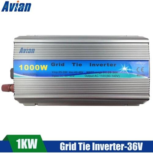 1000W MPPT Grid Tie Inverter for 24V/36V 60/72 Cells Solar Panels 110V or 220V Output 20V-45VDC Input Pure Sine Wave Inverter