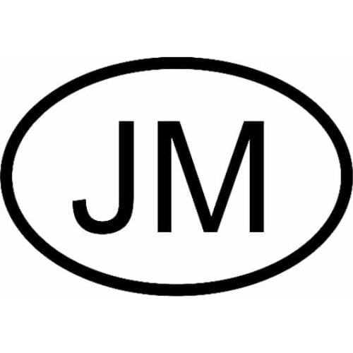 14.2CM*9.6CM JM JAMAICA COUNTRY CODE OVAL VINYL DECAL CAR STICKER C10-01266