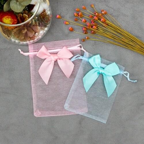 20PCS Organza Bag Packaging Gift Jewelry Exquisite Butterfly Candy Wedding Party Pouches With Bow Drawable Bags Sweets Pouches