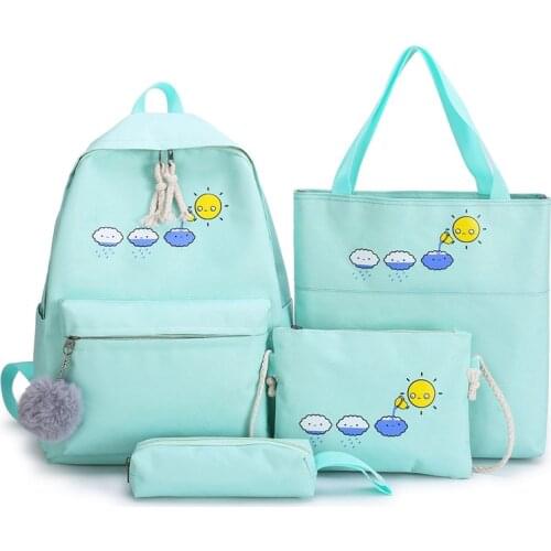 4Pcs/set Women School Backpacks Schoolbag For Teenagers Girls Student Book Bag Kids Mochilas Sac A