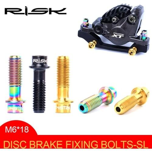 4Pcs Risk Titanium Alloy Bicycle Disc Brake Fixing Bolts-SL Ultralight M6*18mm-SL MTB Mountain Bike Cycling Screws 3 Colors