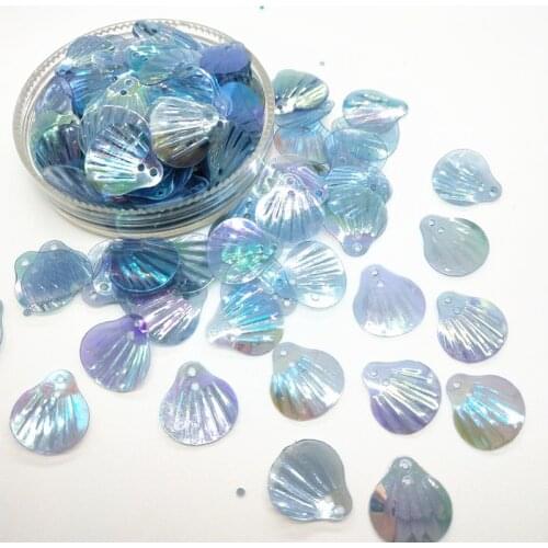 50g/Lot 13mm Shell Sequins Blue AB With 2 Holes Sewing DIY Mermaid Dress Clothing Model A