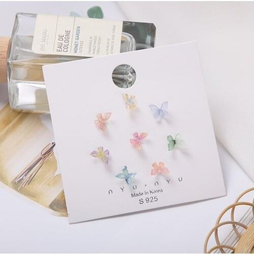 8PCS/Set Korean Cute Colorful Acrylic Resin Butterfly Stud Earrings Set for Women Girl Animal Brincos Female Jewelry New