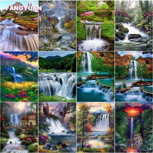 5D Diy Diamond Painting Full Drill Layout Waterfall Pictures of Rhinestones Full Diamond Embroidery Landscape Mosaic Home Decor