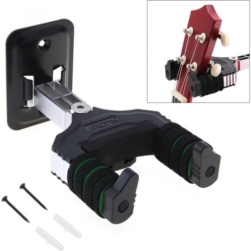 Aluminium Alloy Wall Soft Sponge Instrument Hanger for Bass Acoustic Guitar Ukulele Violin Mandolin Banjo Neck Support