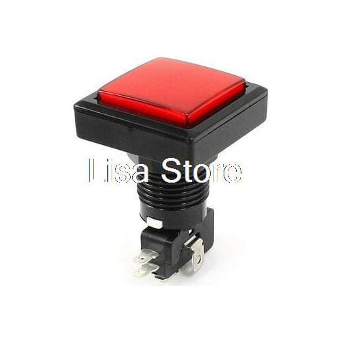 Arcade Game 24mm Thread Dia Momentary Square Push Button w Micro Switch