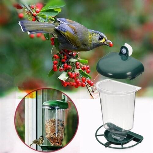 Automatic Window Wild Bird Feeder Seeds Feed Hanging Suction Cup Garden Feeding bird feeder parrot feeder