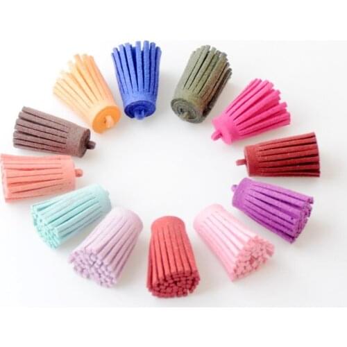 10pcs 3.3cm Tassel Vintage Leather Tassels Fringe for Purl Macrame DIY Jewelry Keychain Cellphone Straps Pendant