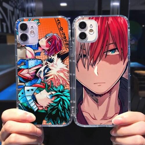 My Hero Academia Shouto todoroki Phone Case Transparent for iPhone 6 7 8 11 12 s mini pro X XS XR MAX Plus cover funda shell