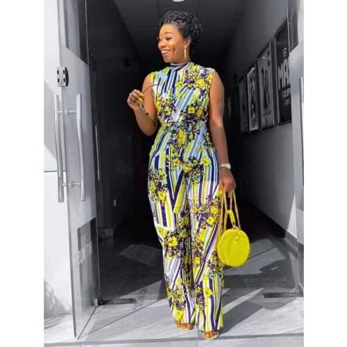 Spring Autumn Design Bazin Dashiki Lady Jumpsuit Elegant Stylish Jumpsuit High Elasticity Female Overalls African Clothing Women