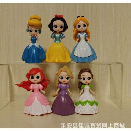 24piece 8cm Classic Cinderella Princess Snow White princess Ariel Tangled action Figure Collectible Model Toy