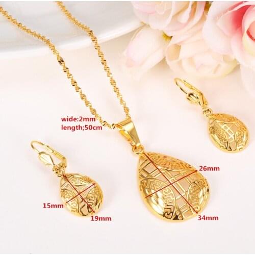 Jewelry sets Elegance Necklace Earrings Fine Real Solid Yellow Gold G/F Girlfriend Sweethearts Daughter Wedding Gifts New