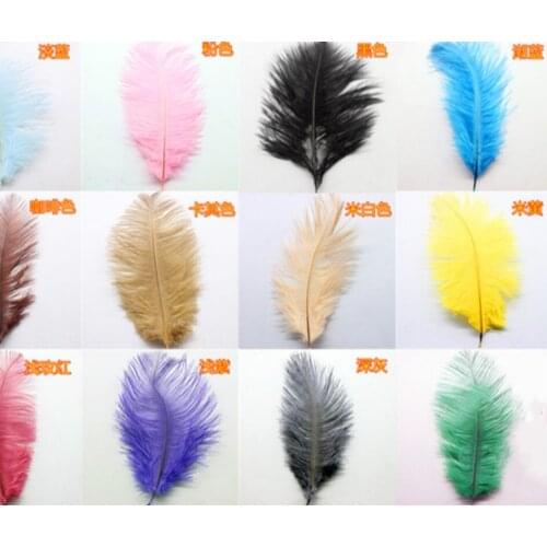 Hot sale 10pcs/lot 15 -25cm fluffy colorful Ostrich Feathers dye color feather for craft ostrich plumes wedding party decoration