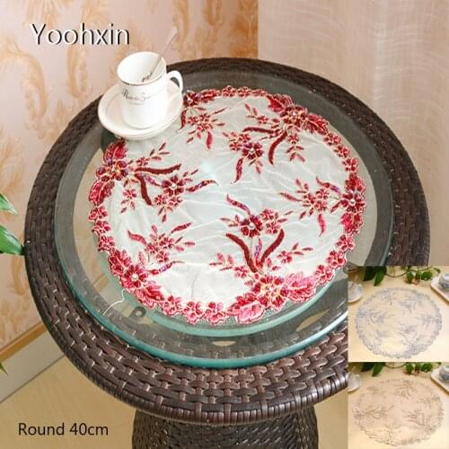 HOT lace round beads table place mat cloth pad cup mug coaster placemat tea doily kitchen tableware Christmas wedding decor