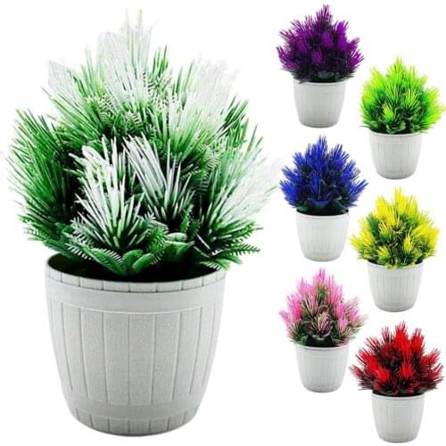 1 Set Simulation Bonsai Faux Pine Tree No Watering Plastic Landscape Plants Figurine Artificial Potted Plants Home Decoration