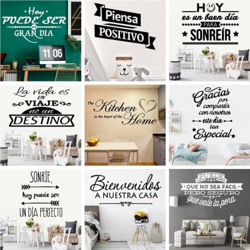 Spanish French Quote Wall Sticker Art Vinyl Wallpaper For Living Room Bedroom Kitchen Home Decorative Wall Decal Stickers Mural