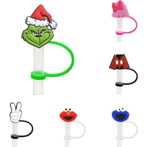 1PCS PVC classic cartoon Silicone Straw cap straw tips cap Drinking Dust Cap Splash Proof Plugs Cover Creative Cup Accessories