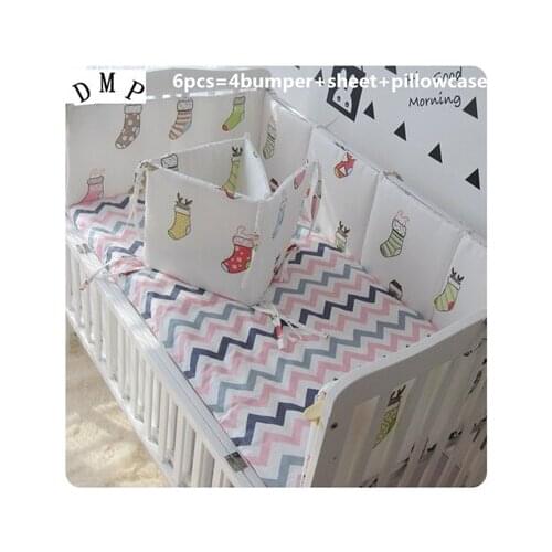 6PCS Baby Cot Bedding Set Character Crib Bedding Set Cotton Baby Bedclothes juego de cama (bumpers+sheet+pillow cover)