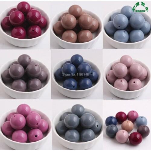 Round Beads Acrylic Chunky Beads for DIY Jewelry making 6mm to 20mm Solid Color Loose Beads for girls Bubblegum Beads for Kids