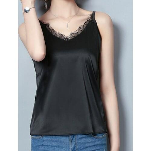 LJSXLS Green Silk Small Sling Women 2021 Summer Fashion Patchwork Solid Color Female Sleeveless Camisole Women Slim Tops Femme