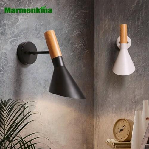 LOFT industrial creative LED bedroom bedside wall lamp Nordic living room modern minimalist wood color wall Light