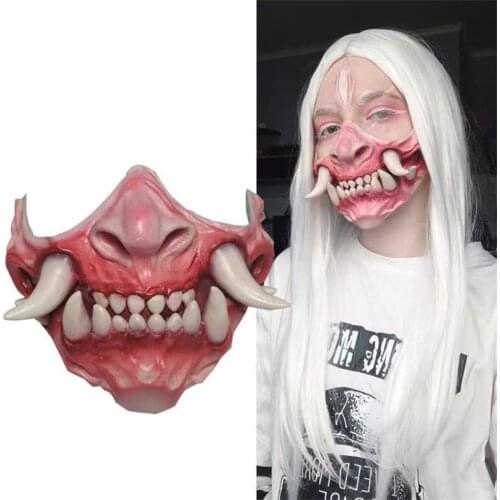 2021 New Type Prajna Mask Evil Devil Demon Latex Mask Halloween Parties Festivals Supplies Cosplay Mask Oni Cosplay Props