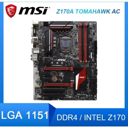 MSI Z170A TOMAHAWK AC Motherboard LGA 1151 DDR4 ECC M.2 ATX Intel Z170 Z170M support Core i3i5i7 cpus USB 2.0 ATX Desktop