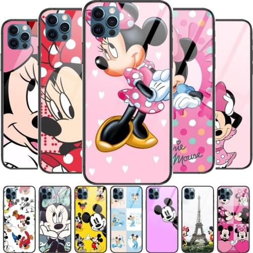 Cute Mickey and Minnie disney Anime Phone Case cover For iphone 12 Pro Max 11 8 7 6 S XR PLUS X XS SE 2020 mini black cell she