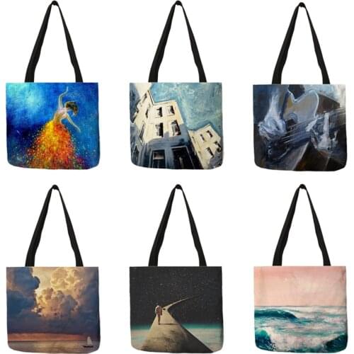 Fashion 2020 Womens Shoulder Bag Beautiful Scenery Mountain Flowers Printed Shopping Tote Bags Large Capacity B13075