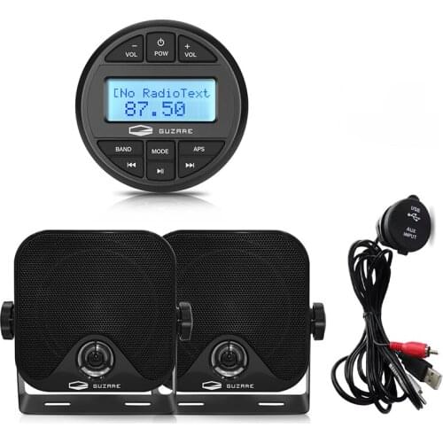Marine Bluetooth Stereo Receiver Waterproof Boat Radio Media Sound System For RV SPA Yacht+4inch Marine Speaker+USB Audio Cable