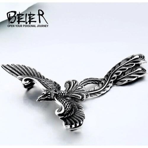 BEIER Cool 3D Phoenix Pendant Necklace Stainless steel Bird Charm Choker Animal Jewelry for man Good detail BP8-204