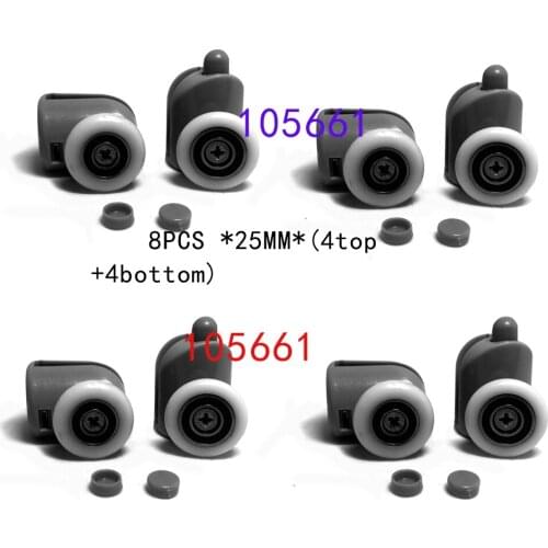 Set of 8 Single Shower Door Rollers / Runners / Wheels / Pulleys wheel 25mm Diameter Replacement Parts