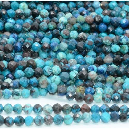 Natural Chrysocolla Faceted Round Beads 4mm