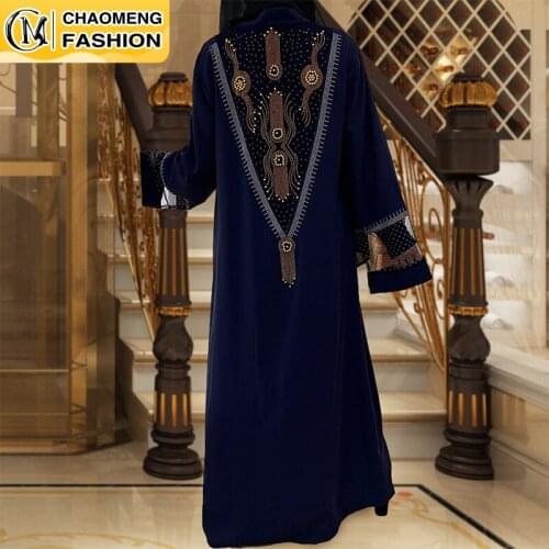 New Ramadan Eid Mubarak Abaya Dubai Femme Luxury Gold Rhinestones Muslim Dress Abayas Women Kaftan Islamic African Dashiki