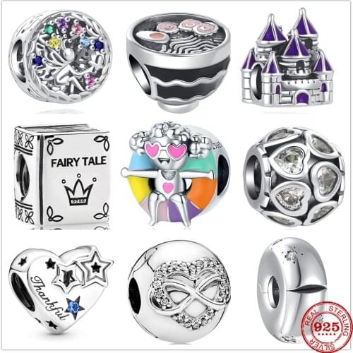 Genuine 925 Sterling Silver Beads Charm Swimming Ring Noodles Castle Fit Original Pandora Bracelet Charm Jewelry Gift